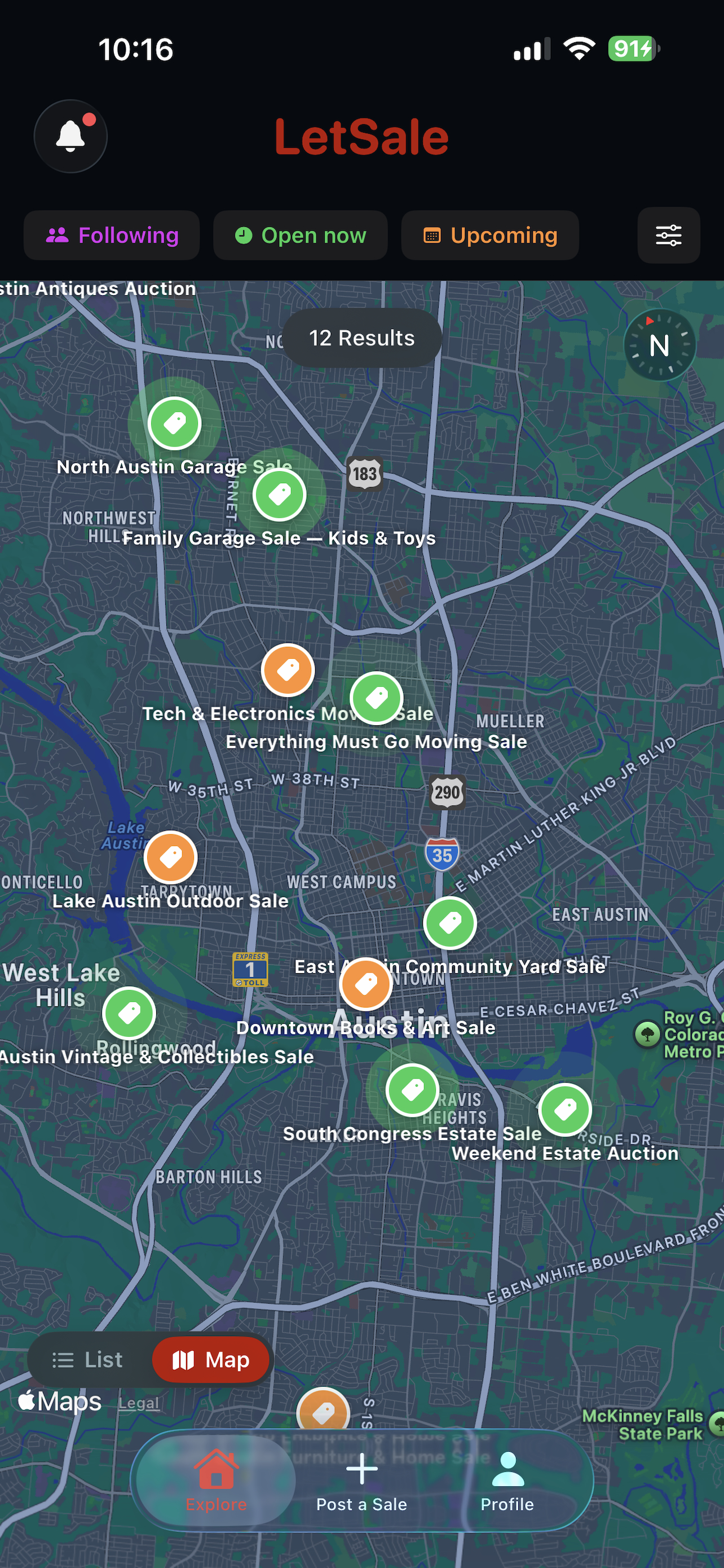 LetSale map showing nearby local sales